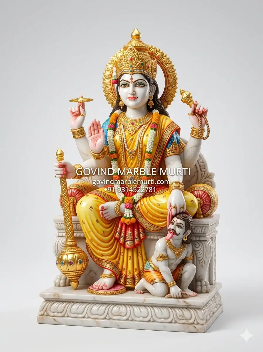 Baglamukhi Mata Marble Statue