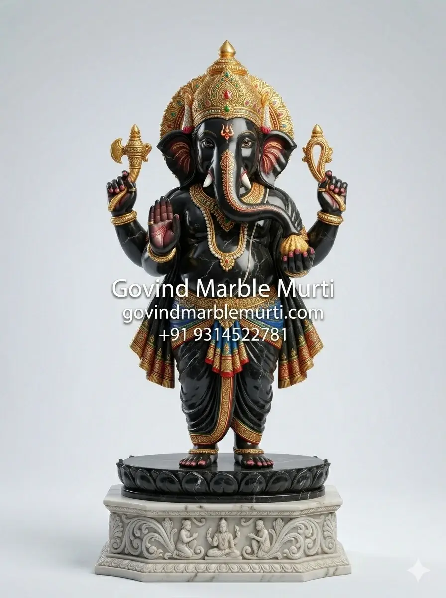 Black Marble Ganesh Murti
