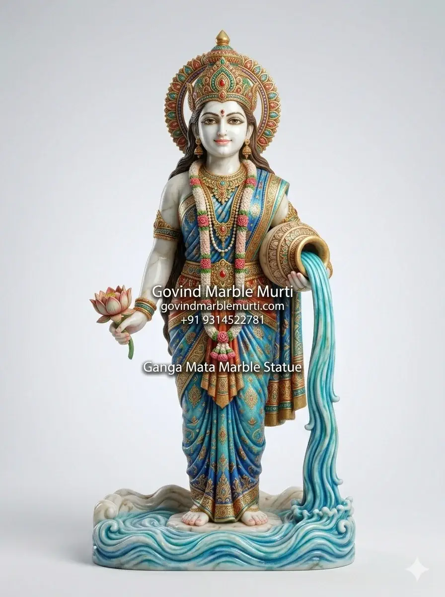Ganga Mata Marble Statue