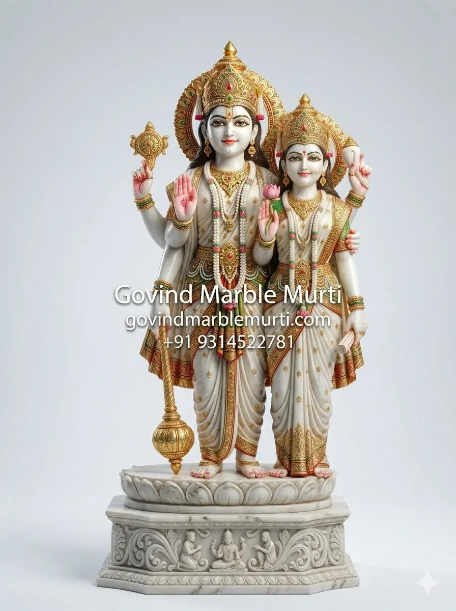 Vitthal Rukmini Marble Statue