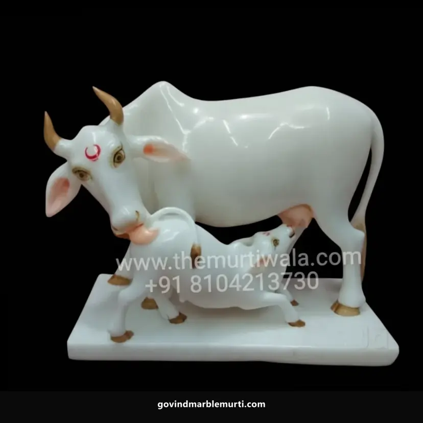 Cow & Calf Marble Statue
