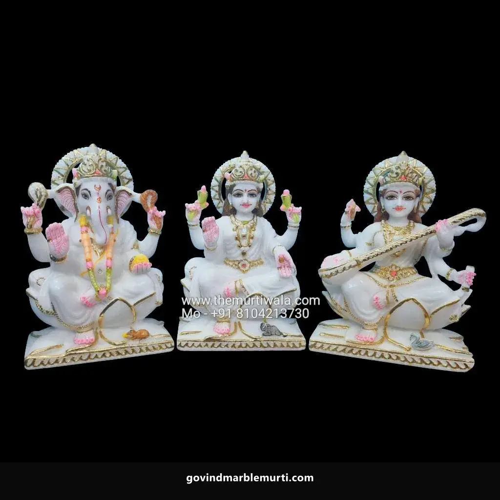 Ganesh Laxmi Saraswati Marble Set