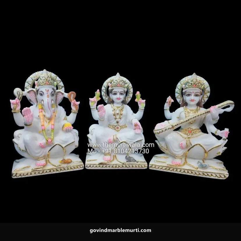 Ganesh Laxmi Saraswati Marble Set