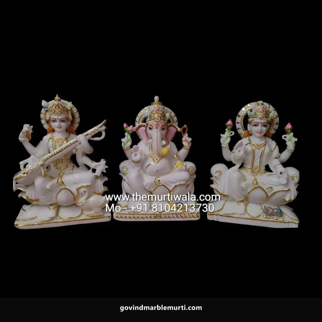 Saraswati Mata Marble Statue