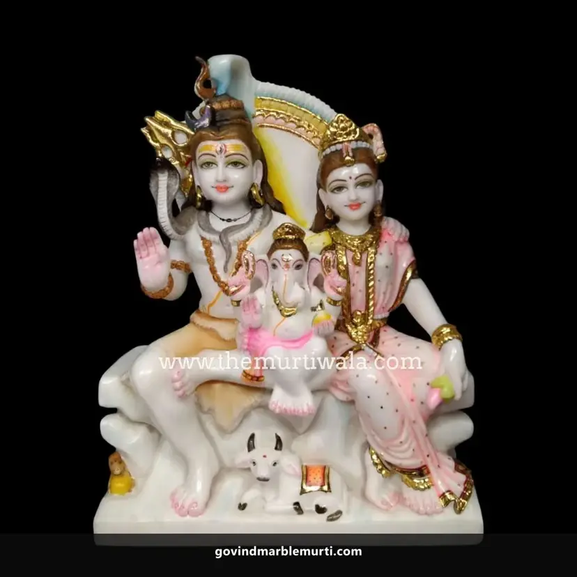 Shiv Parvati Marble Statue