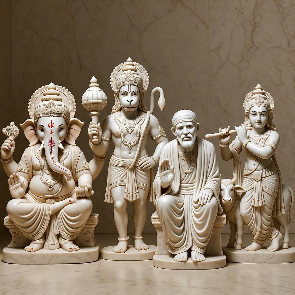 Premium white marble murti carving — Govind Marble Murti