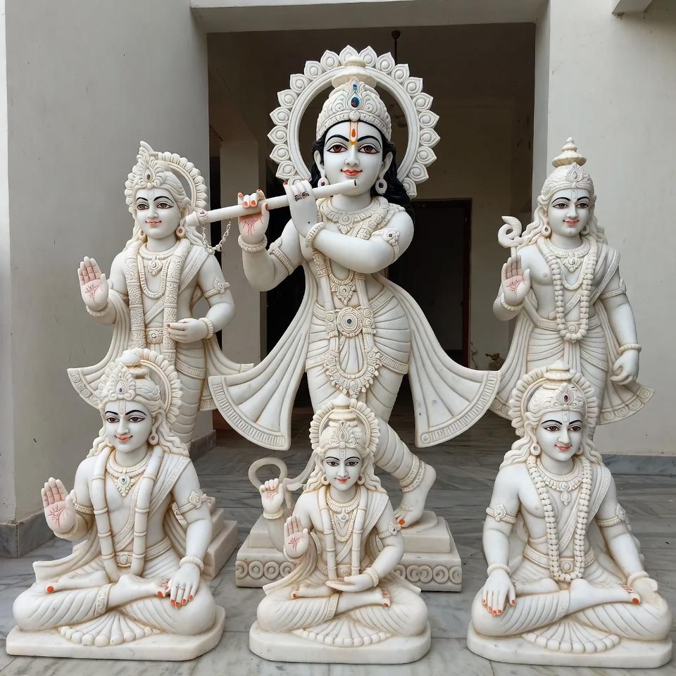 Traditional marble murti with fine ornament detail — Jaipur