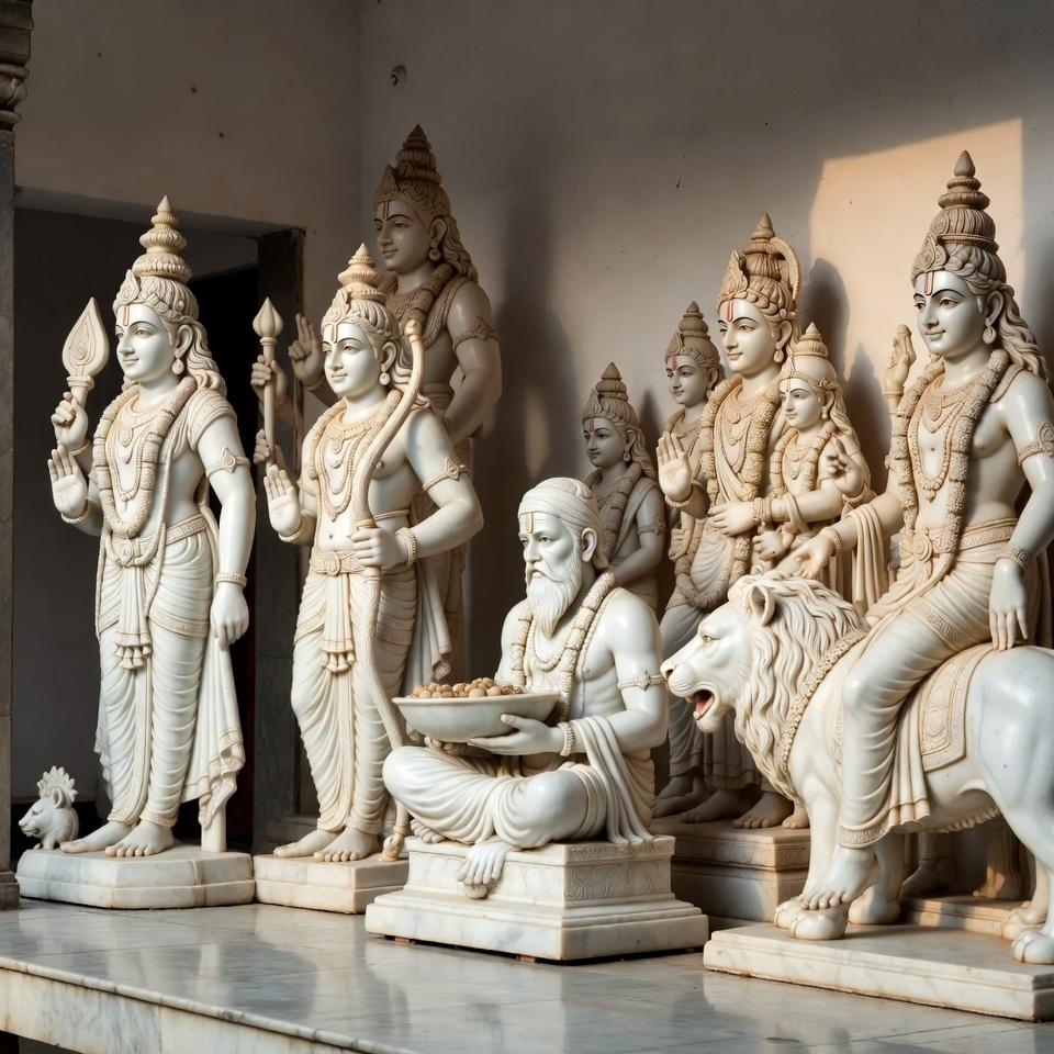 Close-up of carved marble murti finish — Govind Marble Murti