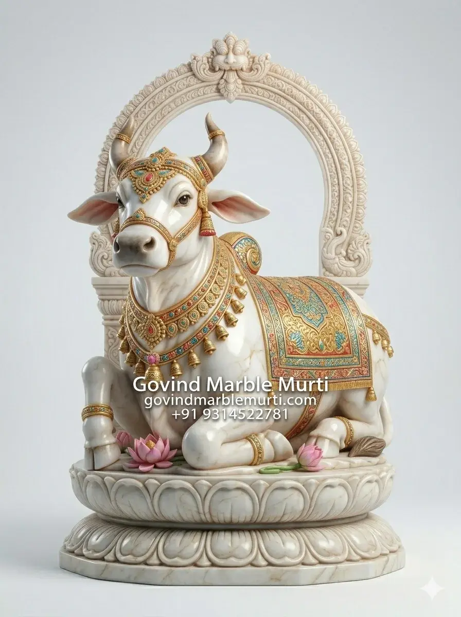 Marble Nandi Statue
