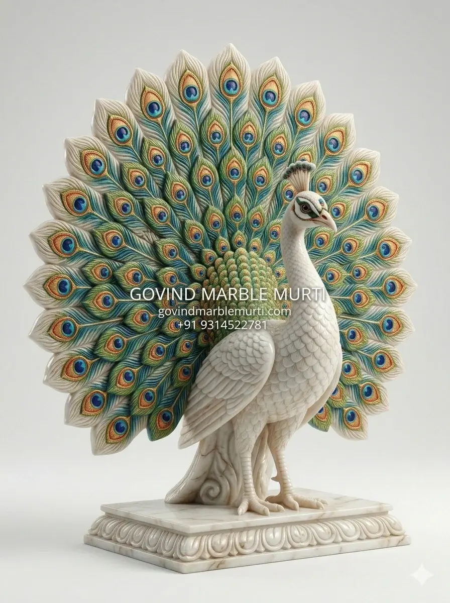 Marble Peacock Statue