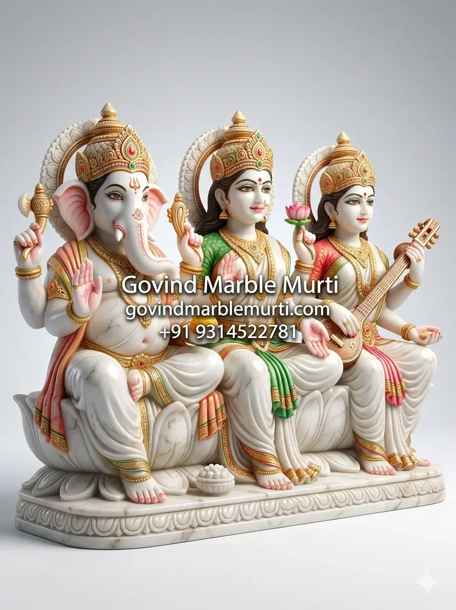 Ganesh Laxmi Saraswati Marble Set