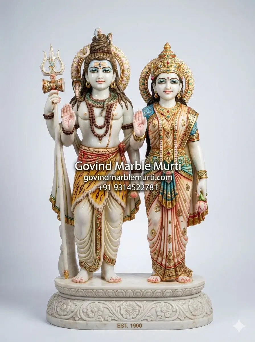 Shiv Parvati Marble Statue